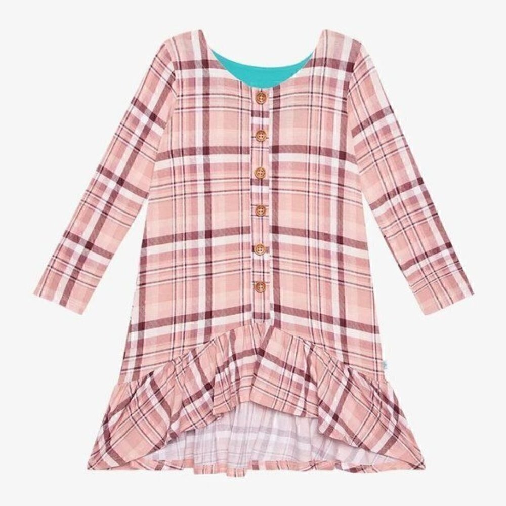 Posh Peanut Stephanie Long Sleeve Henley Hi Low Dress 6 years 7 years 8 years